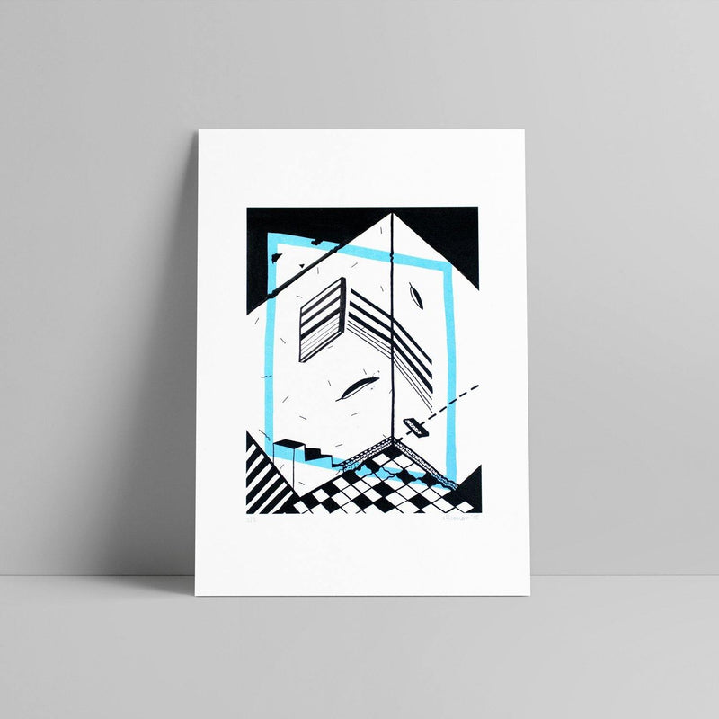 Elleonor - Perspectiva azul escadas - Circus Network Street Art and Illustration in Porto Portugal